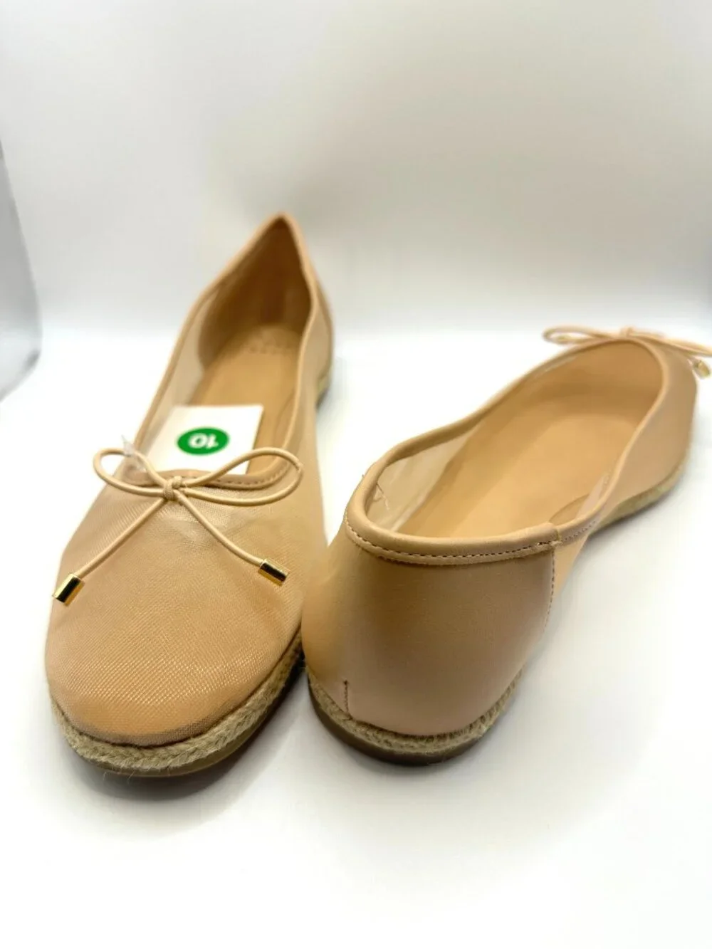 A New Day Beige Mesh Bow Espadrille Ballet Flats Balletcore Coquette Ballerina
